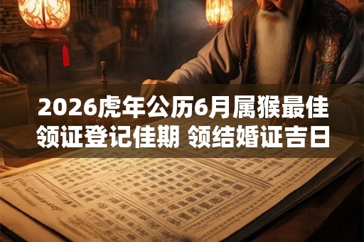 2026虎年公历6月属猴最佳领证登记佳期 领结婚证吉日 2026虎年公历6月属猴最佳领证登记佳期 领结婚证吉日