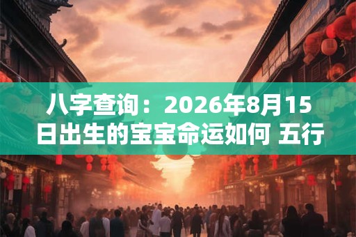 八字查询：2026年8月15日出生的宝宝命运如何 五行缺什么