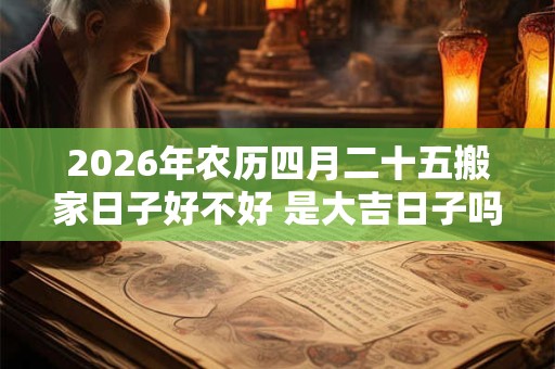2026年农历四月二十五搬家日子好不好 是大吉日子吗