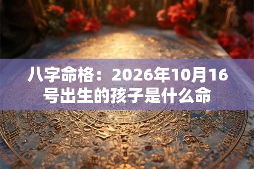 八字命格：2026年10月16号出生的孩子是什么命