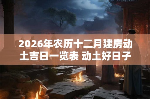 2026年农历十二月建房动土吉日一览表 动土好日子 2026年农历十二月建房动土吉日一览表 动土好日子