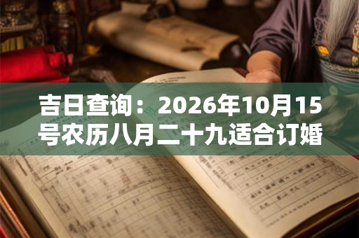 吉日查询：2026年10月15号农历八月二十九适合订婚吗