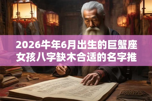 2026牛年6月出生的巨蟹座女孩八字缺木合适的名字推荐