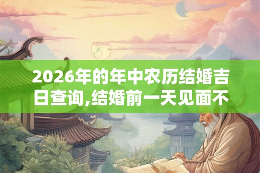 2026年的年中农历结婚吉日查询,结婚前一天见面不吉利 2026年的年中农历结婚吉日查询,结婚前一天见面不吉利