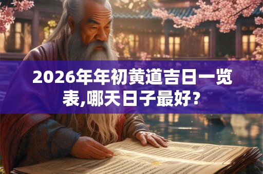 2026年年初黄道吉日一览表,哪天日子最好？