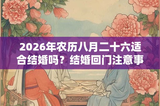 2026年农历八月二十六适合结婚吗?结婚回门注意事项 2026年农历八月二十六适合结婚吗?结婚回门注意事项