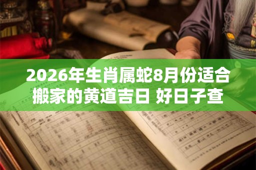 2026年生肖属蛇8月份适合搬家的黄道吉日 好日子查询