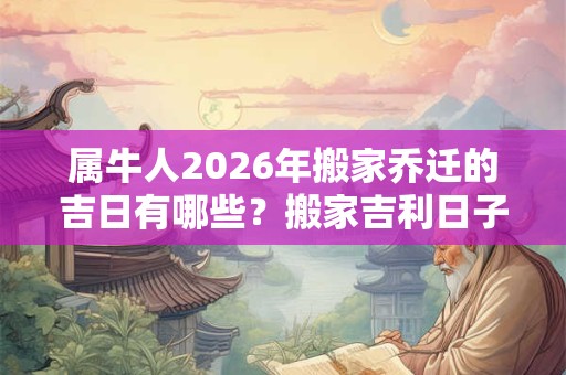 属牛人2026年搬家乔迁的吉日有哪些？搬家吉利日子查询