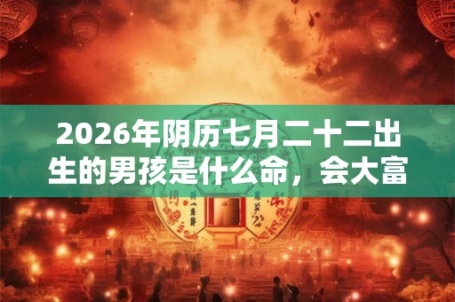 2026年阴历七月二十二出生的男孩是什么命，会大富大贵吗？