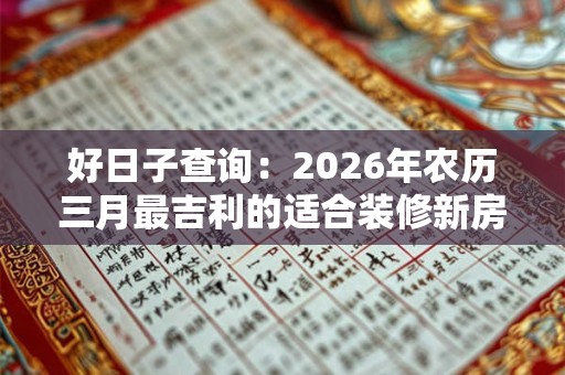 好日子查询:2026年农历三月最吉利的适合装修新房子日期 好日子查询:2026年农历三月最吉利的适合装修新房子日期