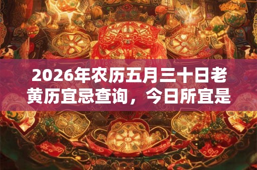 2026年农历五月三十日老黄历宜忌查询，今日所宜是什么