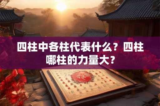 四柱中各柱代表什么？四柱哪柱的力量大？