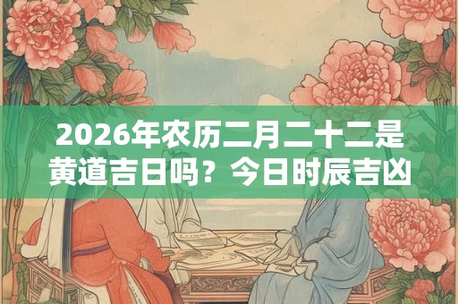 2026年农历二月二十二是黄道吉日吗?今日时辰吉凶? 2026年农历二月二十二是黄道吉日吗?今日时辰吉凶?