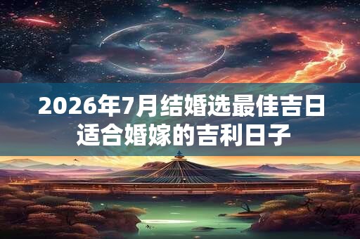 2026年7月结婚选最佳吉日 适合婚嫁的吉利日子