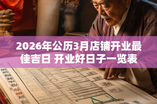2026年公历3月店铺开业最佳吉日 开业好日子一览表