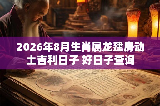 2026年8月生肖属龙建房动土吉利日子 好日子查询 2026年8月生肖属龙建房动土吉利日子 好日子查询