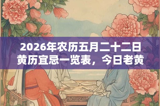 2026年农历五月二十二日黄历宜忌一览表，今日老黄历查询