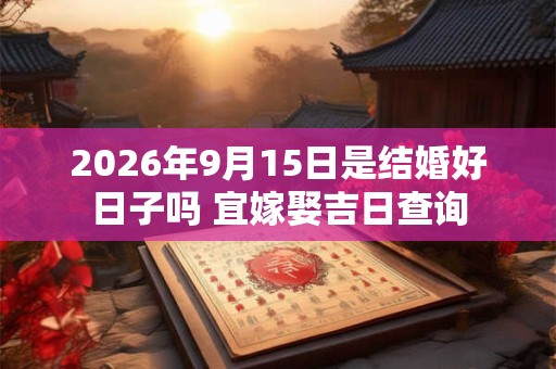 2026年9月15日是结婚好日子吗 宜嫁娶吉日查询