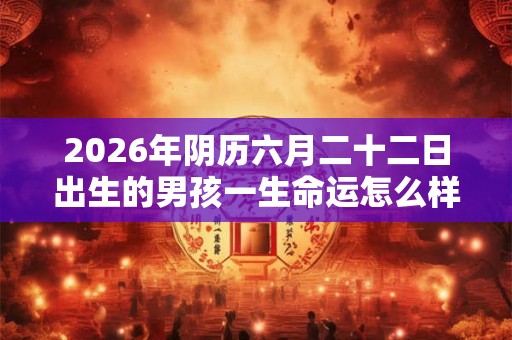2026年阴历六月二十二日出生的男孩一生命运怎么样