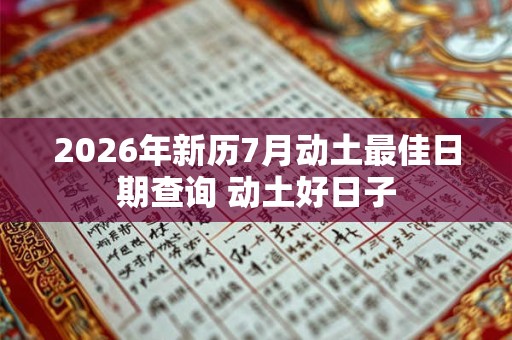 2026年新历7月动土最佳日期查询 动土好日子