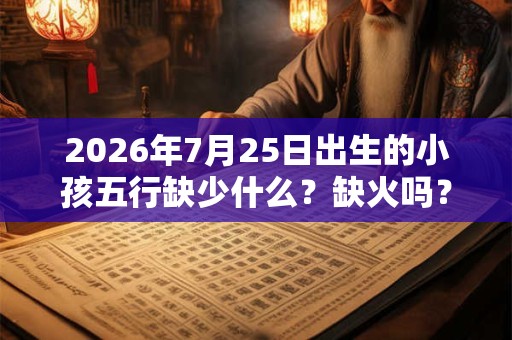 2026年7月25日出生的小孩五行缺少什么？缺火吗？