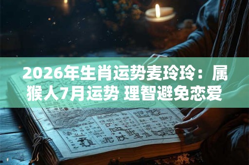 2026年生肖运势麦玲玲:属猴人7月运势 理智避免恋爱脑 2026年生肖运势麦玲玲:属猴人7月运势 理智避免恋爱脑