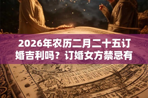2026年农历二月二十五订婚吉利吗?订婚女方禁忌有哪些? 2026年农历二月二十五订婚吉利吗?订婚女方禁忌有哪些?