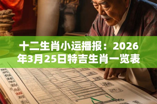 十二生肖小运播报:2026年3月25日特吉生肖一览表 十二生肖小运播报:2026年3月25日特吉生肖一览表