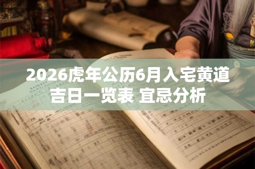 2026虎年公历6月入宅黄道吉日一览表 宜忌分析