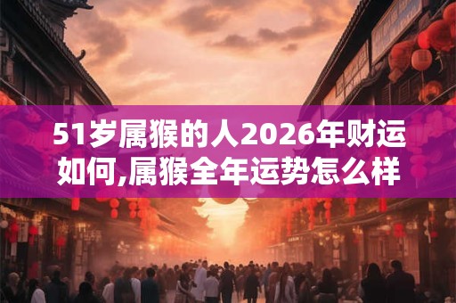 51岁属猴的人2026年财运如何,属猴全年运势怎么样？
