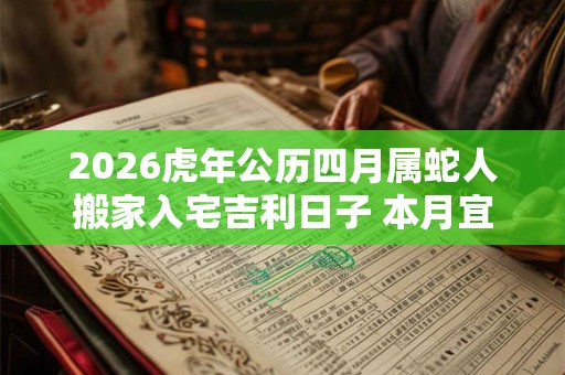 2026虎年公历四月属蛇人搬家入宅吉利日子 本月宜忌分析