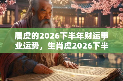 属虎的2026下半年财运事业运势，生肖虎2026下半年工作运势详解