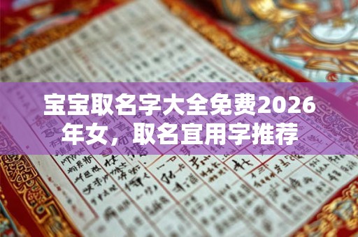 宝宝取名字大全免费2026年女，取名宜用字推荐