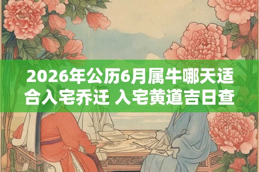 2026年公历6月属牛哪天适合入宅乔迁 入宅黄道吉日查询