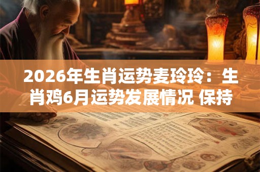 2026年生肖运势麦玲玲:生肖鸡6月运势发展情况 保持心态增强社交 2026年生肖运势麦玲玲:生肖鸡6月运势发展情况 保持心态增强社交