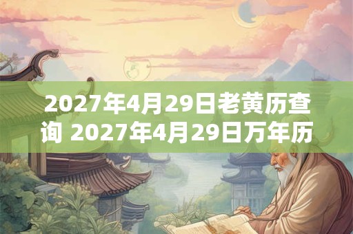2027年4月29日老黄历查询 2027年4月29日万年历黄道吉日