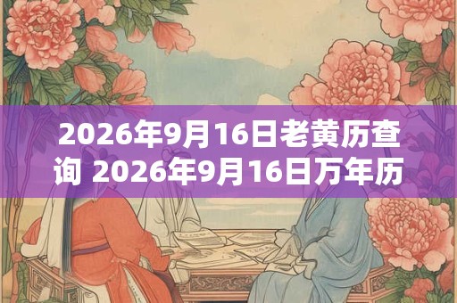 2026年9月16日老黄历查询 2026年9月16日万年历黄道吉日 2026年9月16日老黄历查询 2026年9月16日万年历黄道吉日