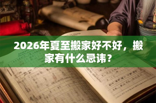 2026年夏至搬家好不好,搬家有什么忌讳? 2026年夏至搬家好不好,搬家有什么忌讳?