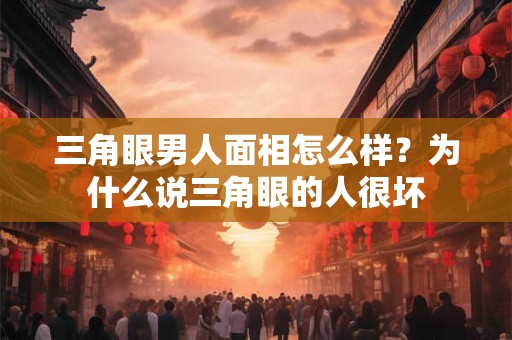 三角眼男人面相怎么样？为什么说三角眼的人很坏