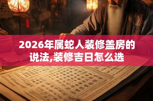 2026年属蛇人装修盖房的说法,装修吉日怎么选