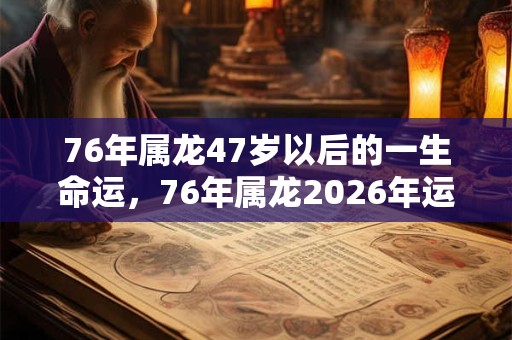 76年属龙47岁以后的一生命运，76年属龙2026年运势如何？