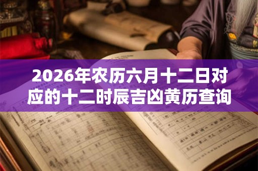 2026年农历六月十二日对应的十二时辰吉凶黄历查询