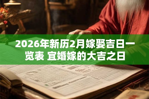 2026年新历2月嫁娶吉日一览表 宜婚嫁的大吉之日
