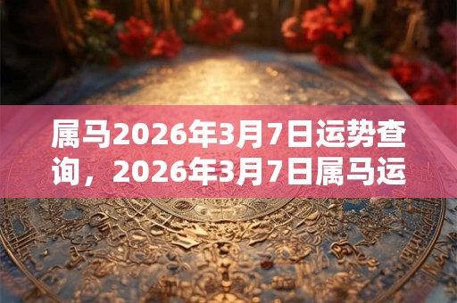 属马2026年3月7日运势查询,2026年3月7日属马运气详解 属马2026年3月7日运势查询,2026年3月7日属马运气详解