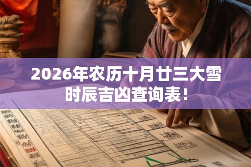 2026年农历十月廿三大雪时辰吉凶查询表! 2026年农历十月廿三大雪时辰吉凶查询表!
