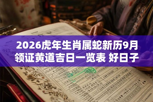 2026虎年生肖属蛇新历9月领证黄道吉日一览表 好日子查询