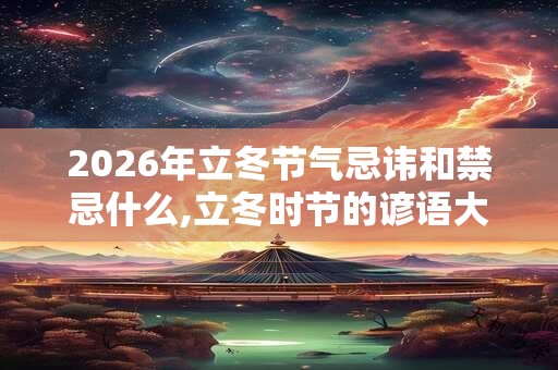 2026年立冬节气忌讳和禁忌什么,立冬时节的谚语大全