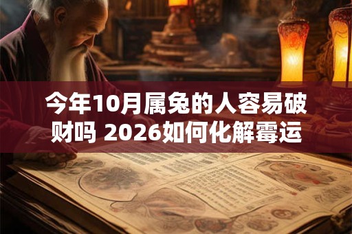 今年10月属兔的人容易破财吗 2026如何化解霉运