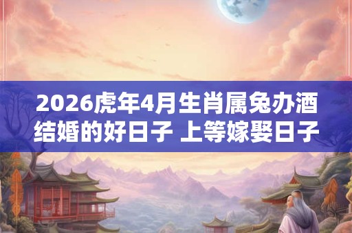 2026虎年4月生肖属兔办酒结婚的好日子 上等嫁娶日子