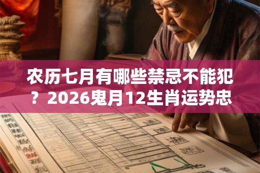 农历七月有哪些禁忌不能犯？2026鬼月12生肖运势忠告